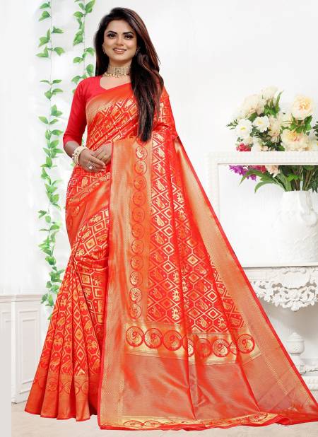 1002 Lates Festive Wear Designer Heavy Fancy Silk Saree Collection 1002-Red